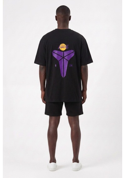 Lixa Günlük Spor Tişört Lakers Üçgen Siyah Oversize 142409
