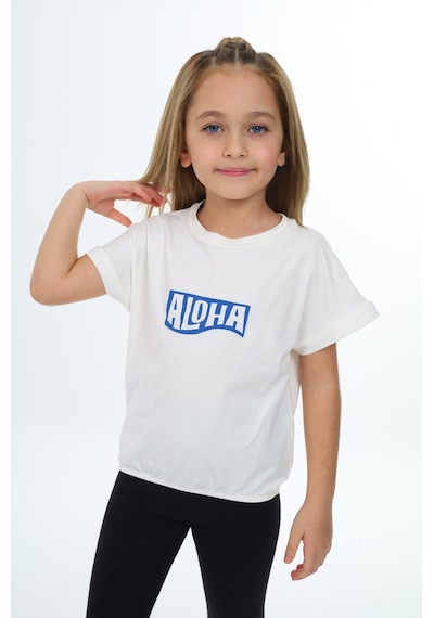 Toontoy Kids Toontoy Kız Çocuk Aloha Baskılı Tişört Ekru