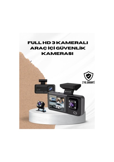 Wi-fi Bağlantılı Full Hd Araç Kamera Seti 3 Kameralı Park Koruma Ve Döngü Kay - Hs08373696-2