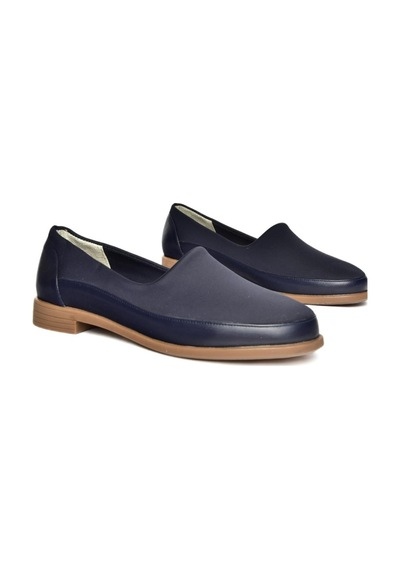 Fox Shoes R908019003 Lacivert Hakiki Deri Kadın Ayakkabı 001