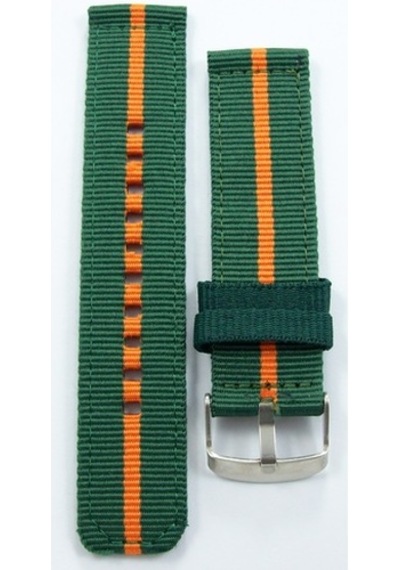 Kumaş Perlon Yeşil Turuncu 24Mm Saat Kordonu Haki Kayışı Nato