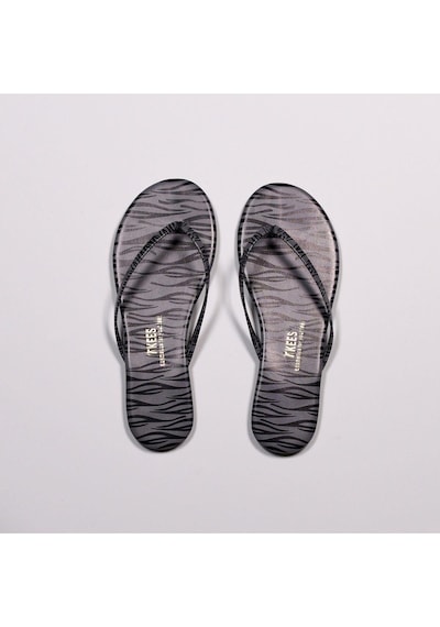 Tkees Kadın Klasik Parmak Arası Zebra Desen Terlik Tk-2240-4090 Gri/siyah