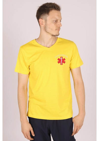 Sarı Paramedik V Yaka Tişört Unisex