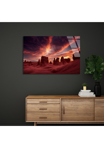 Çöl Kaya Manzarası - Cam Tablo - Deg1318 125 X 80 Cm