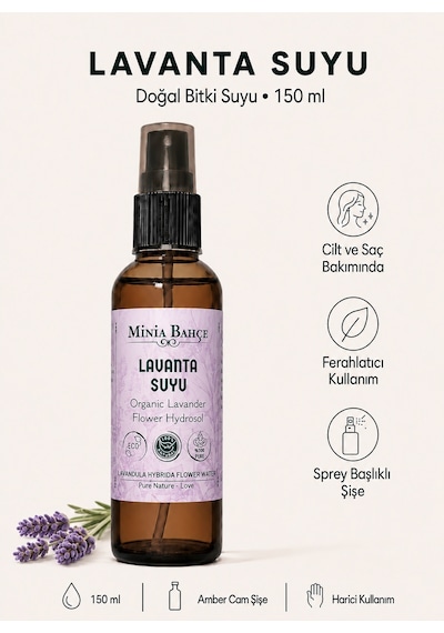 Minia Bahçe Saf ve Katkısız Lavanta Hidrosolü Lavanta Suyu 150 ML
