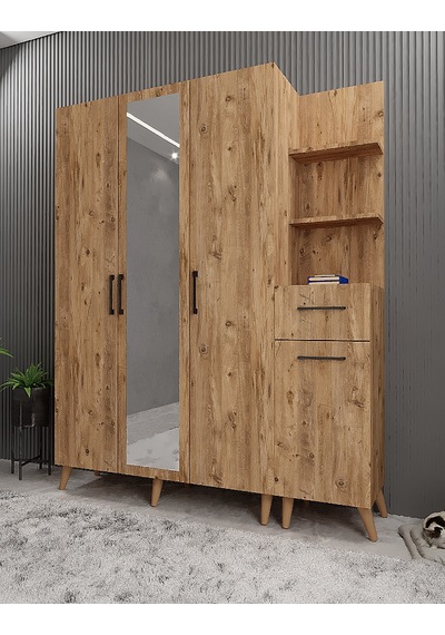 Açelya Portmanto Vestiyer Ayakkabılık Çam 140cm - Montaj Dahil M3