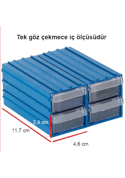Sembol 300 Plastik Çekmeceli Kutu 4,6X11,7X2,4 Cm (60 Çekmeceli)