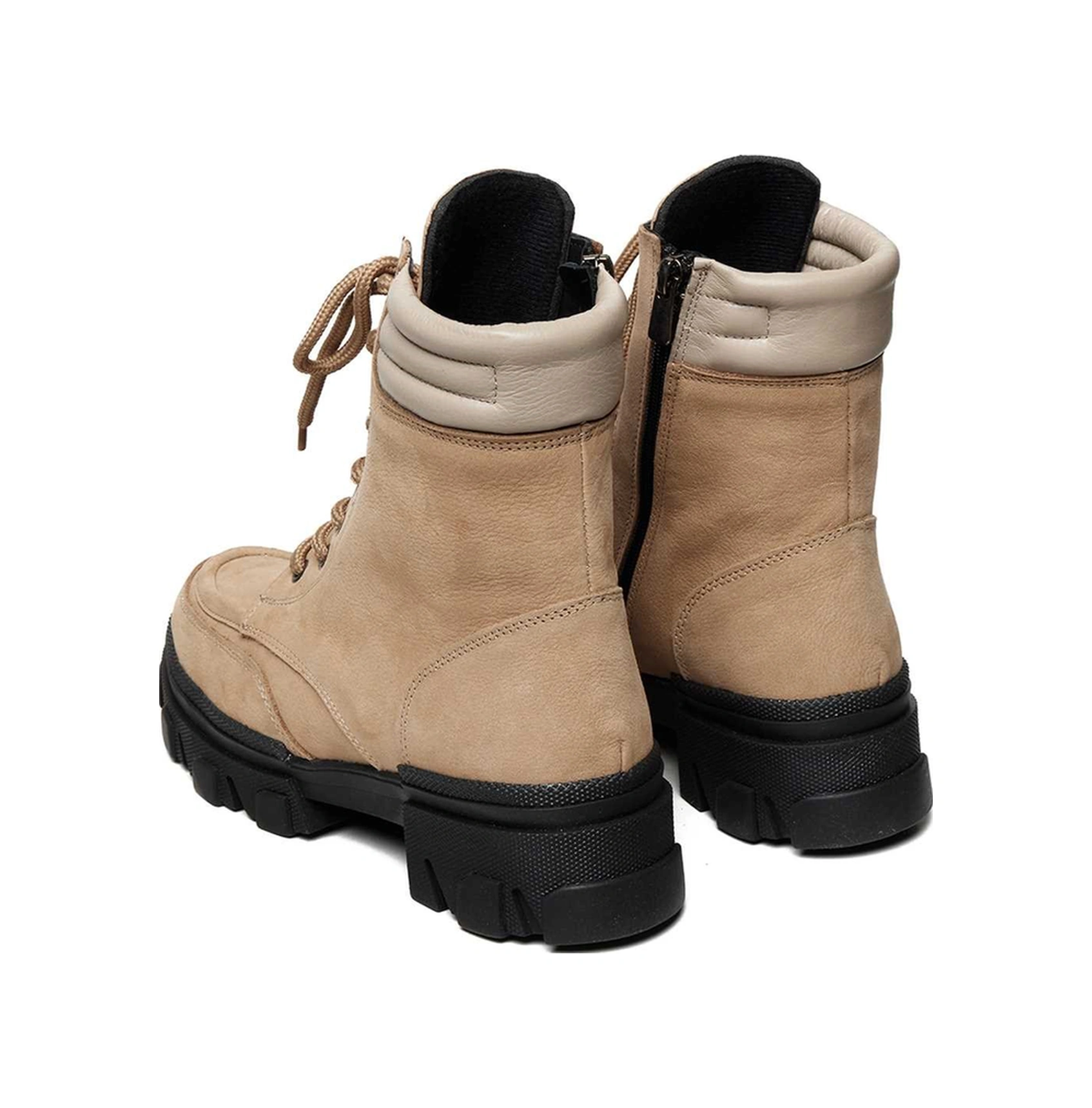 Bestello Bağcıklı Kauçuk Taban Düz Bot 101-41030 Kadın Bot Bej