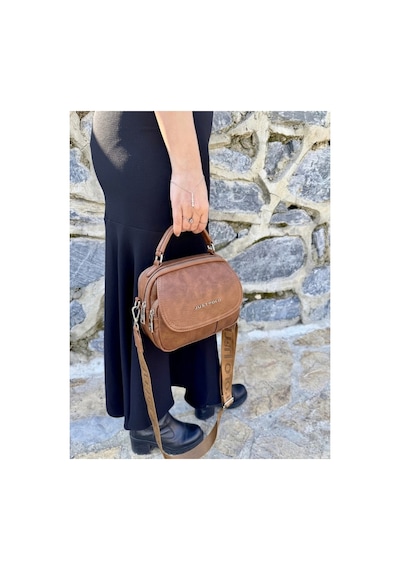 Just Polo Kadın Yeni Sezon Yumuşak Deri Şal Detaylı Ayarlanabilir Askılı Şık El Ve Omuz Çantası Shopper Taba 03866718