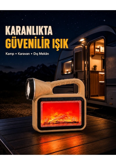 Solar Alev Işığı Cob Teknolojili Taşınabilir El Feneri Ve Kamp Lambası Açık Lacivert