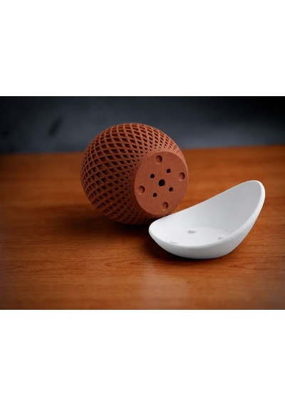 3d Baskı Küre Saksı - Kafes Dokulu İki Parçalı Dekoratif Saksı - Kahverengi-beyaz 47161827