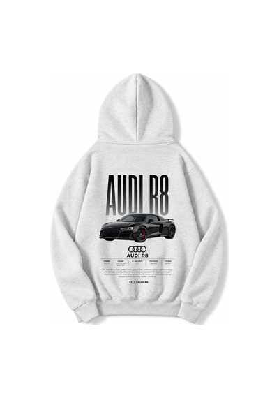 Brz Collection Unisex Oversize Açık Gri R8 Audı Hoodie Açık Gri