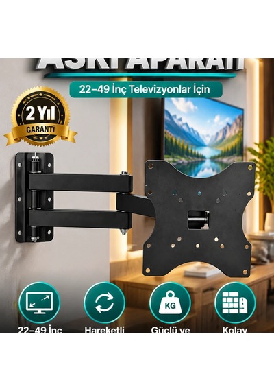 22 49 İnç Televizyonlar İçin Hareketli Duvar Askı Aparatı Ayarlanabilir Konum