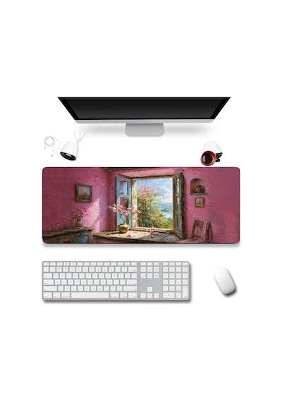 Sonictouch Klavye Mousepad 32x70cm Dikişsiz Pürüzsüz Sıvı Geçirmez Kaymaz Taban Pembe Huzur