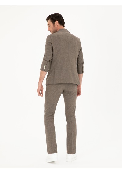 Cacharel Kahverengi Slim Fit Yün Karışımlı Takım Elbise