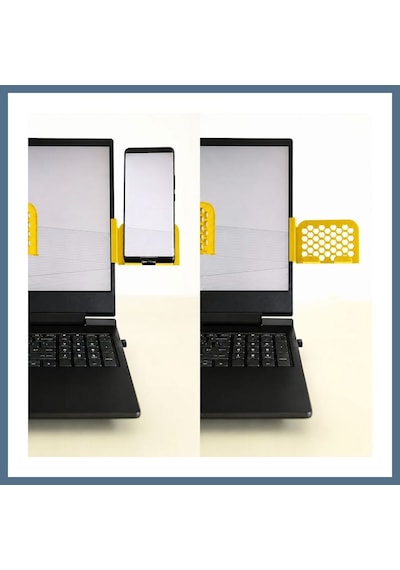 Buradabulabilirsin 3d Baskı Monitor Telefon Tutucu - Petek Desenli Laptop Kenar Telefon Tutucu-sarı Bbz