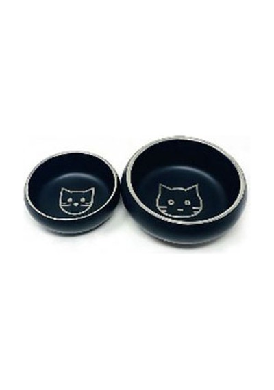 Eurodog Lazer İşlemeli Siyah Çelik Kedi Mama Su Kabı 12 Cm 168-51033.01