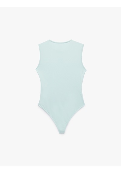 Koton Slim Fit Bisiklet Yaka Kolsuz Bodysuit Mavi 6sak10103ek