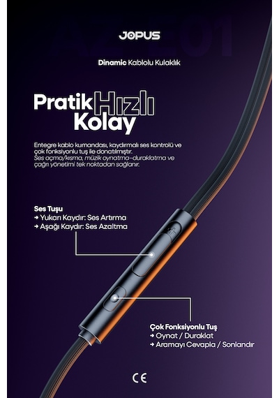 Jopus İphone 15-16-17 Serileri Ve Android Uyumlu - 4 Hoparlörlü Type-c Kablolu Dinamik Kulaklık - Az-e01 Diğer