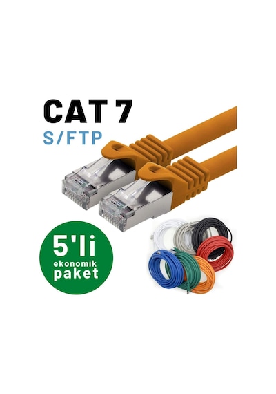 Irenis Cat 7 Kablo S/Ftp Ethernet Network Lan Ağ Kablosu 50 Mt 5 Adet