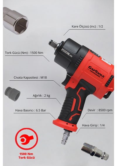 Gaptools Havalı Somun Sökme 1\2