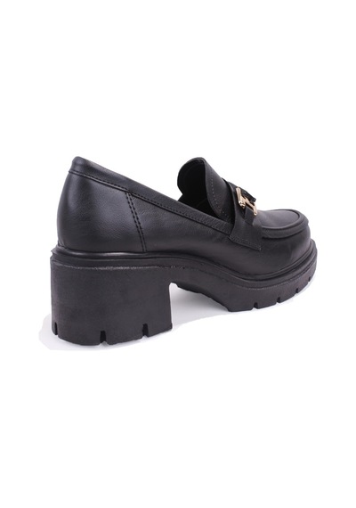 Dagoster Dza07-807890 Siyah Günlük 5 Cm Kalın Topuklu Loafer Kadın Ayakkabı