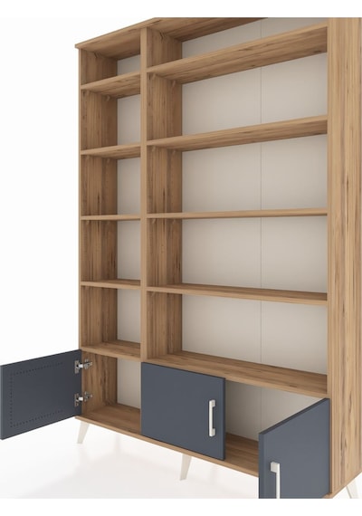 Arges Dolap 10 Raflı 3 Kapaklı 132x30x195 Çam-antrasit/çam Çam