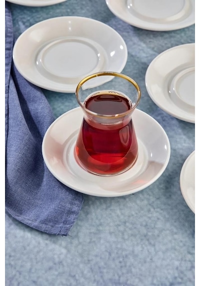 Cooker Özel Alaçatı Sade Desensiz Porselen Çay Tabak 6 Adet Ckr4153 Beyaz