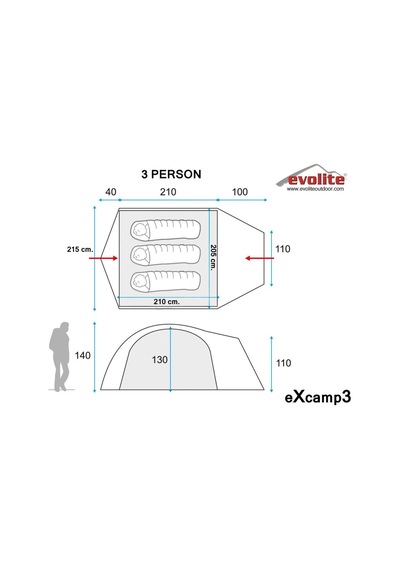 Evolite Excamp 3 Pro Çadır - 4 Mevsim Gri