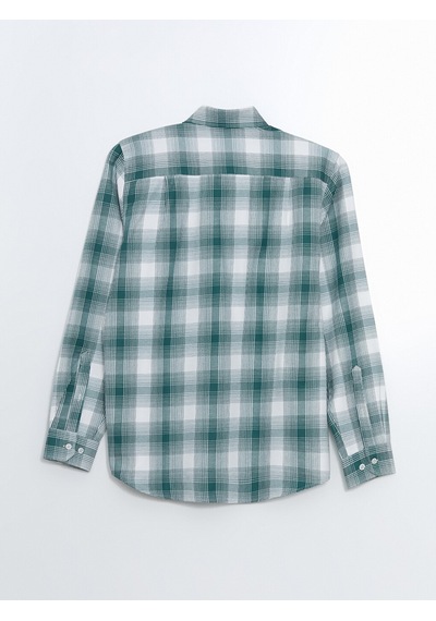 Lcwaıkıkı Classic Yeşil Regular Fit Uzun Kollu Ekose Gabardin Erkek Gömlek