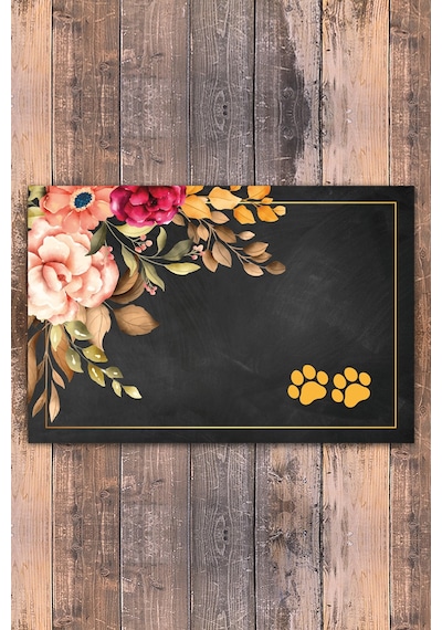 Evaşk  Vinil Kaymaz Tabanlı Keçe Baskılı Evcil Hayvan Pet Mama Paspası 30x45 Renk PATİ PM16MPA