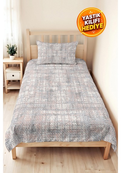 Gri Geometrik Bohem Genç Odası Tek Kişilik Pike Takımı-pudra Çizgili 160x220cm Kapitone Yatak Örtüsü Masalsı Mum Tadı