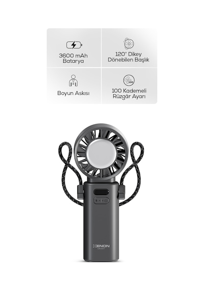 Xenon Smart Peltier Buz Soğutmalı El Vantilatörü 100 Kademe, 3600mah, 8300 Rpm, Usb-c, Askılı