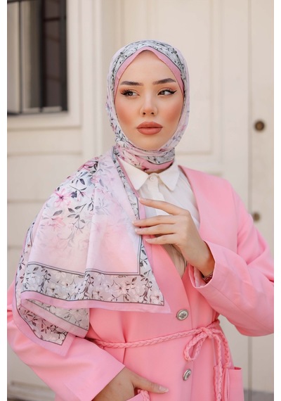 Mimiyum Lemon Flower Nayf İpek Şal Şeker Pembe
