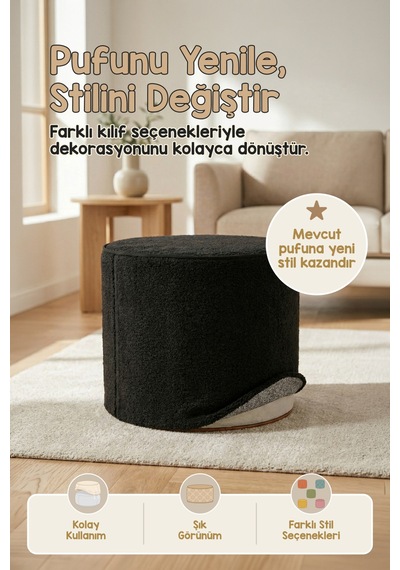 Çift Yönlü Çevir Puf Çift Taraflı Yıkanabilir Puf Bench Kılıfı Milana