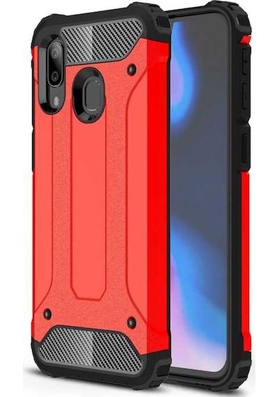 Noktaks - Xiaomi Uyumlu Xiaomi Redmi Note 7 - Kılıf Çift Katman Zırh Tank Crash Military Kapak - Kırmızı