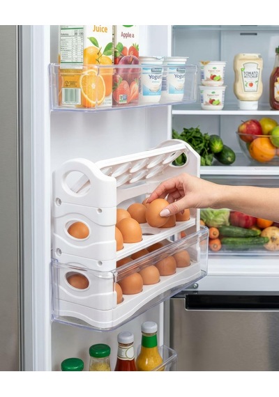 Ludıa 3 Katlı 30 Bölmeli Buzdolabı Kapak Tipi Yumurtalık Düzenleyici Çok Renkli