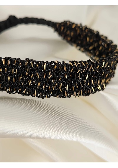 Zincir Dokuma Kordon El Yapımı Otantik Siyah Gold Renkli Bileklik Altın - Siyah