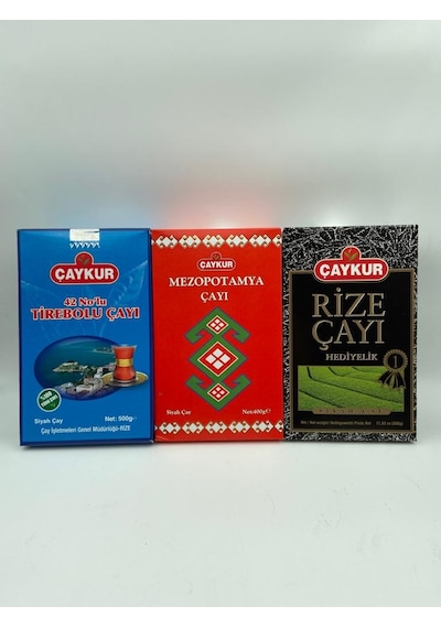 Çaykur 42 Tirebolu 500 G + Rize Hediyelik Çay 500 G + Mezopotamya Çay 400 G