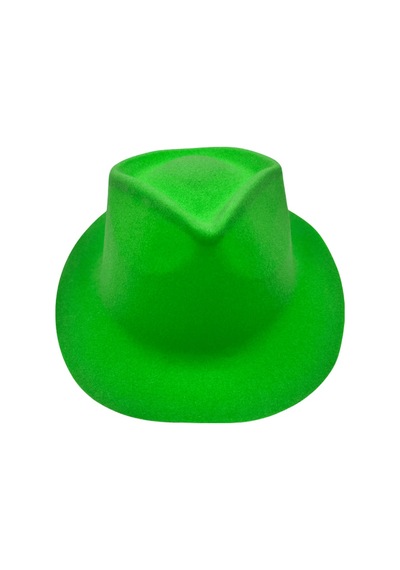 Yeşil Lazer Plastik Kadife Fotr Model Şapka 30x25 Cm