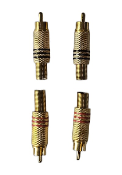 Metal Rca Erkek Fiş Konnektör Ucu Altın Kaplama Ses Fişi 4 Adet