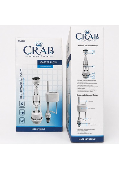 Crab Standart Basmalı Rezervuar Sifon İç Takımı Evrensel Uyumlu Kolay Montaj Beyaz