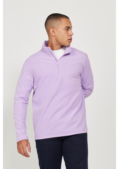 AC&Co / Altınyıldız Classics Anti-Pilling Tüylenme Yapmayan Bato Yaka Erkek Polar Sweatshirt Lila