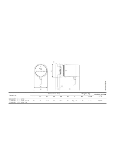 Grundfos Comfort Up15-14 B Pm Re-Sirkülasyon Pompası - 1/2''