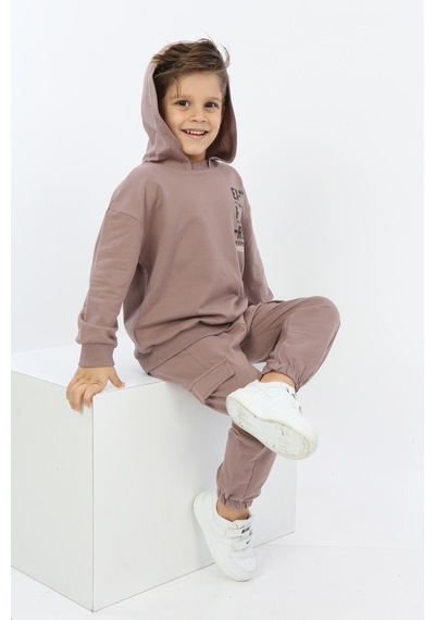 Toontoy Kids Toontoy Erkek Çocuk Explorer Baskılı Eşofman Takım Kahverengi