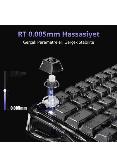 Gravastar Mercury V60 Kablolu Manyetik Gaming İngilizce Q Klavye Ve X Air Kablosuz Optik Mouse Seti,