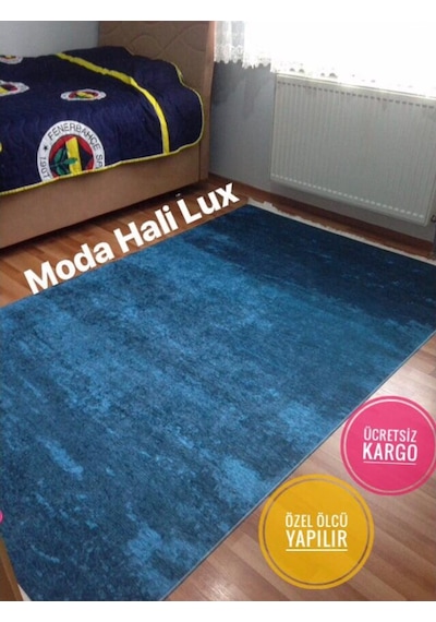 Batik Mavi Kaymaz Taban Halı Yıkanabilir Halı Kilim Yolluk