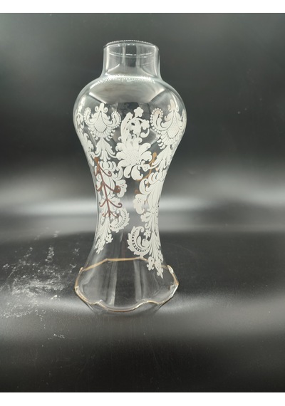 Avize Lamba Camı.altın Yaldızlı,motifli Alt Yuva Çapı:4.50 Cm-h:21.00 Cm E.14 Mum Ampule Göre.