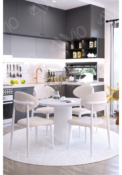 Avvio Marco Bohem Ayak Beyaz Polo Sandalye 90x90 Mutfak Masa Sandalye Takımı