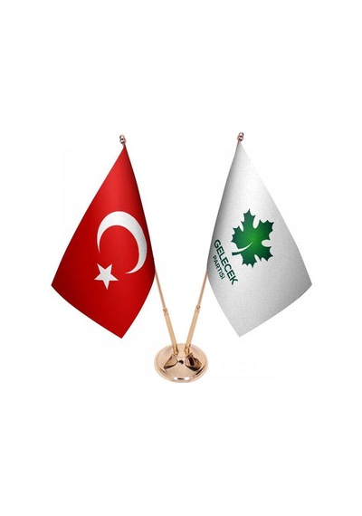 Masa Üstü Gelecek Partisi Bayrağı Türk Bayrağı İkili Pirinç Direk